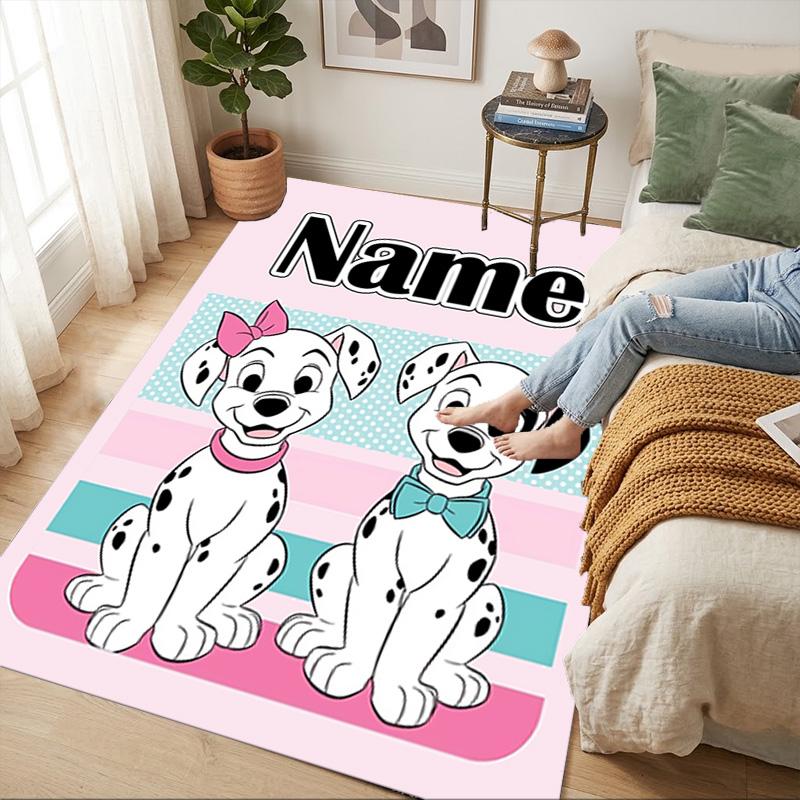 Personalized Name Dalmatian Pile Living Room Non-Slip Area Rug Soft Carpet for Bedroom Kids Playroom Sofa Office Home Decor Doormat