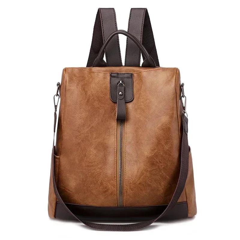 

Large Capacity Anti-Theft Backpack With Pu Zipper Soft Casual Handle Versatile Portable Bags High Quality Premium