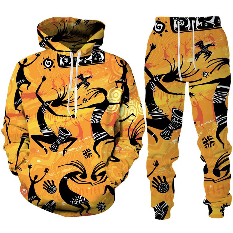 Frühling Herbst Afrikanischer Stil 3D Druck Trainingsanzug Set Mann Frau Hoodie + Hose 2-teilige Sets Dashiki Ethnisch Lässig Pullover Streetwear