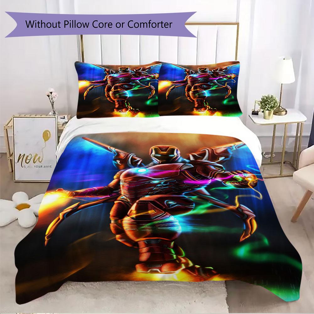 Avengers Iron Man Printed Bedding Set 3Pcs Duvet Cover Set For Kids Bedroom No Sheet No Quilt Core