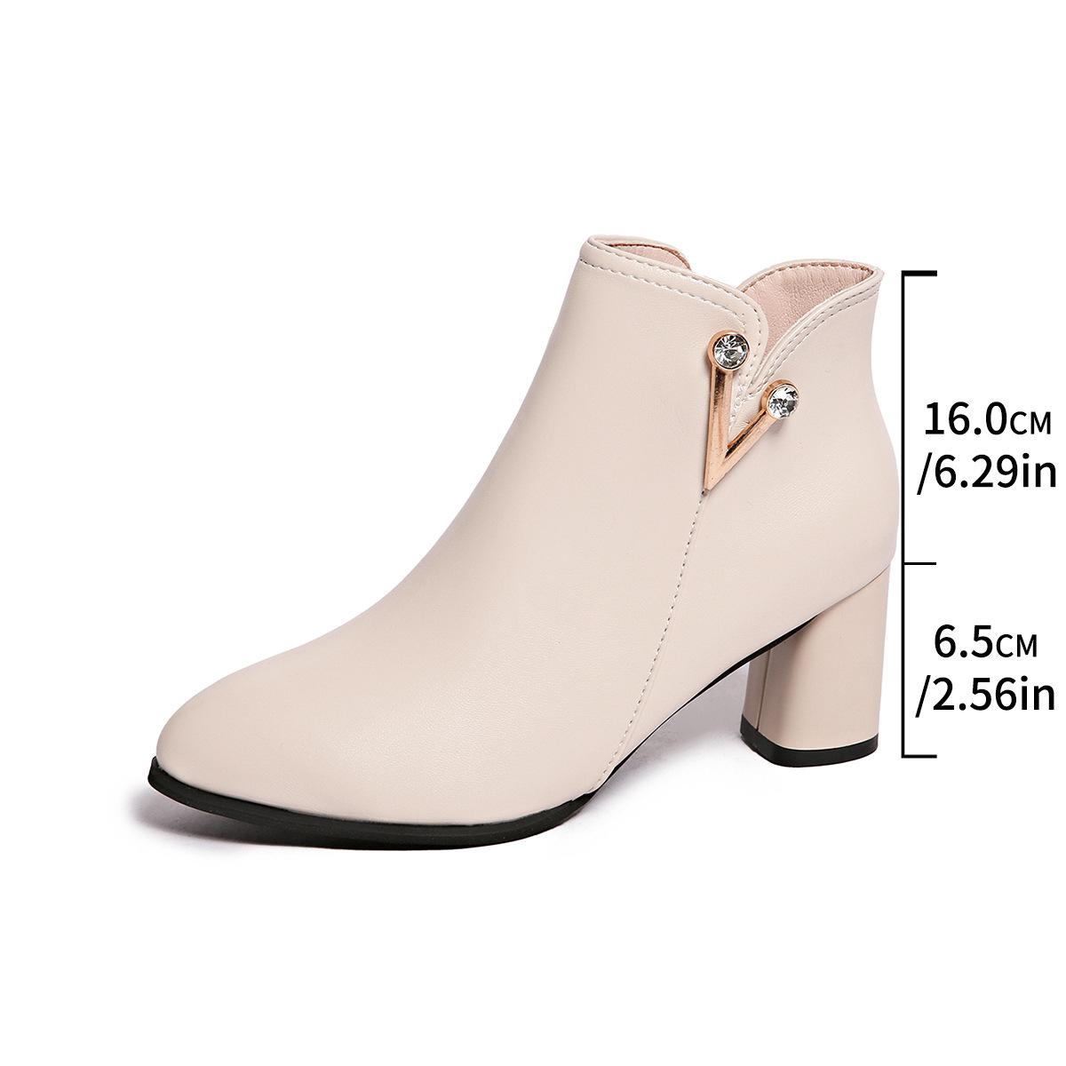 

New rhinestone short boots Martin boots European and American knight boots thick high heels boots 35