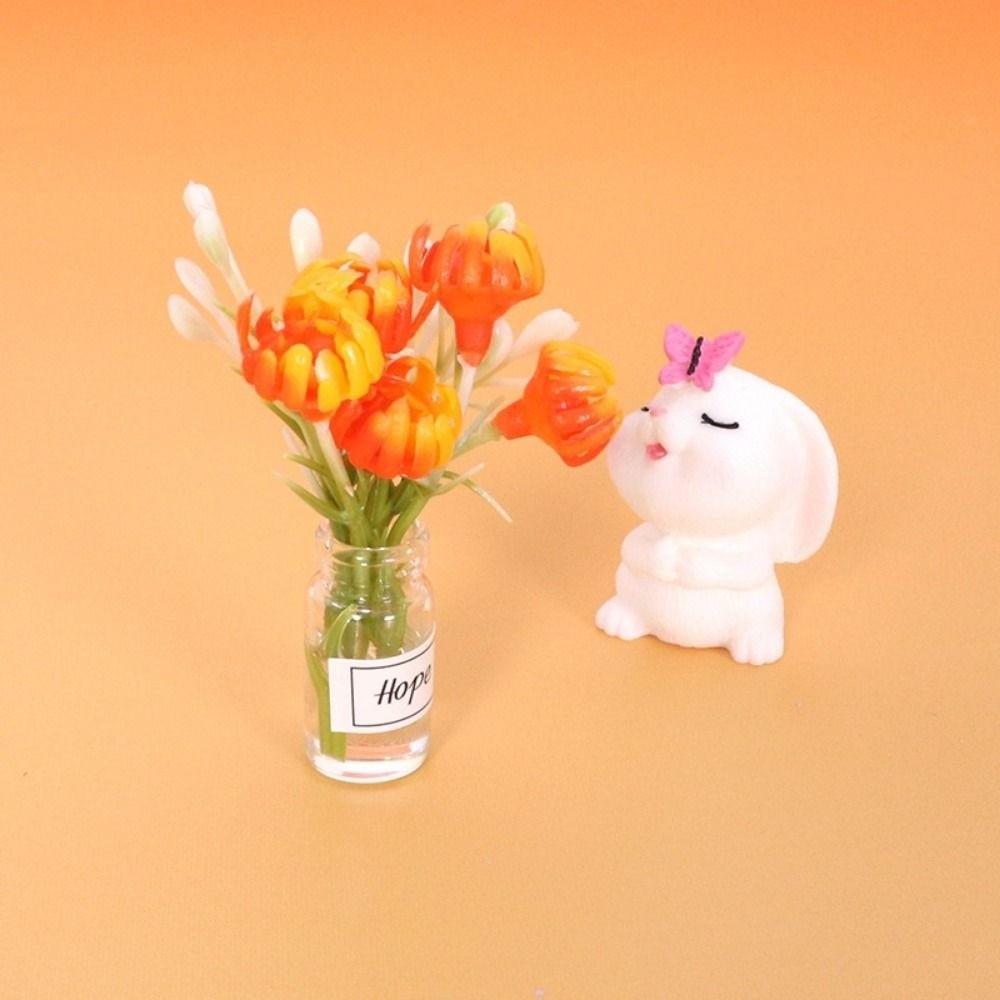 1:12 Plastic Simulation Vase 9 Colors Finished Flower Miniature Dollhouse Decorations