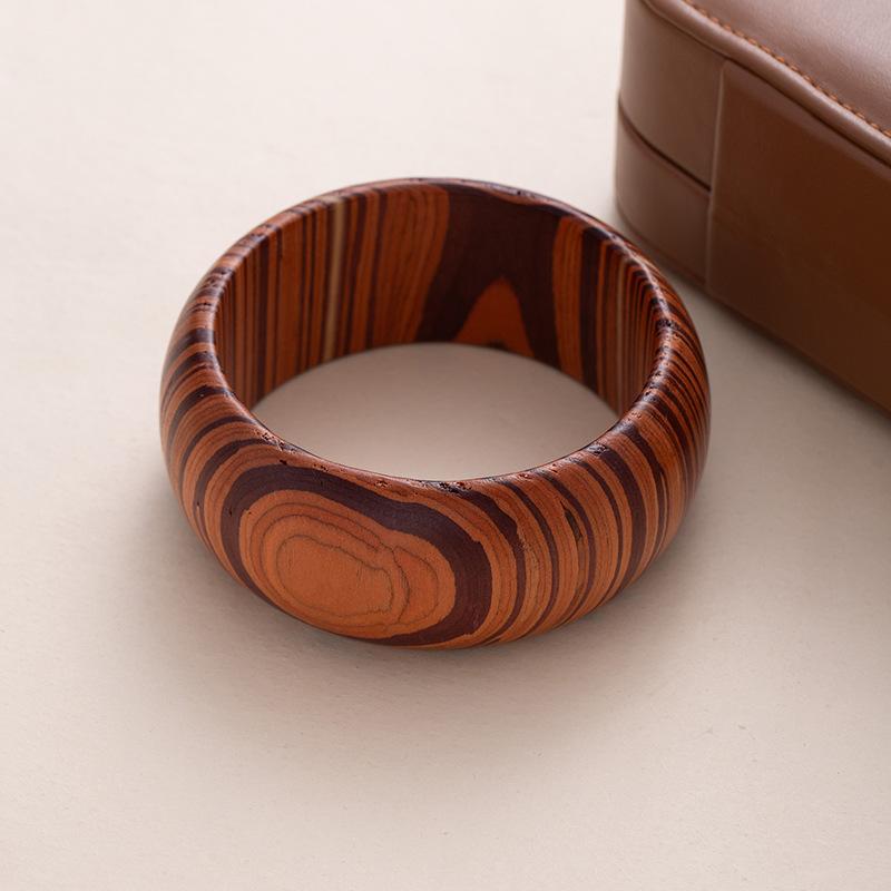 Personality Trendy Cool Exaggerated Wooden Bracelet Literary Retro Square Wood Bracelet Accessories Hand Jewelry Niche High Sense