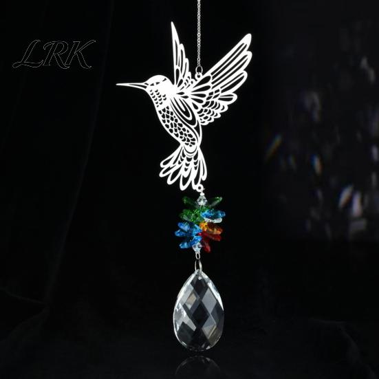Faux Crystal Suncatcher Hanging Metal Hummingbird Suncatcher, Prisms Window Colorful Light Prism Decor Rainbow Maker Ornament for Garden, Home