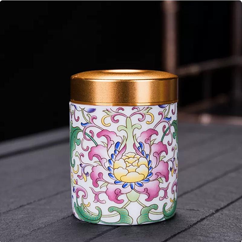 Exquisite Pastel Ceramic Tea Caddy Portable Travel Sealed Tea Boxes Tea Jar Storage Tank Coffee Canister Spice Candy Containers