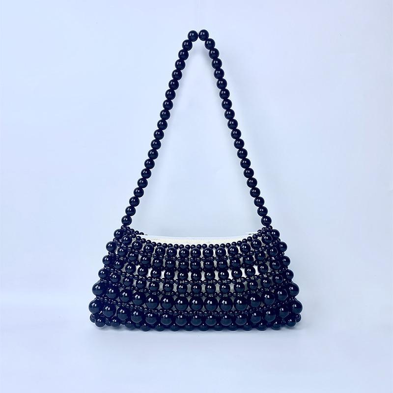 New retro pearl chain handwoven beaded armpit niche design simple portable shopping portable small bag