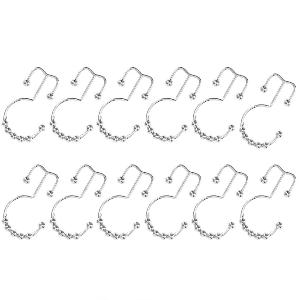 12 Stück Mehrzweck 8 Perlen Doppelgleit-Hängehaken Badezimmer Duschvorhanghaken Ringe