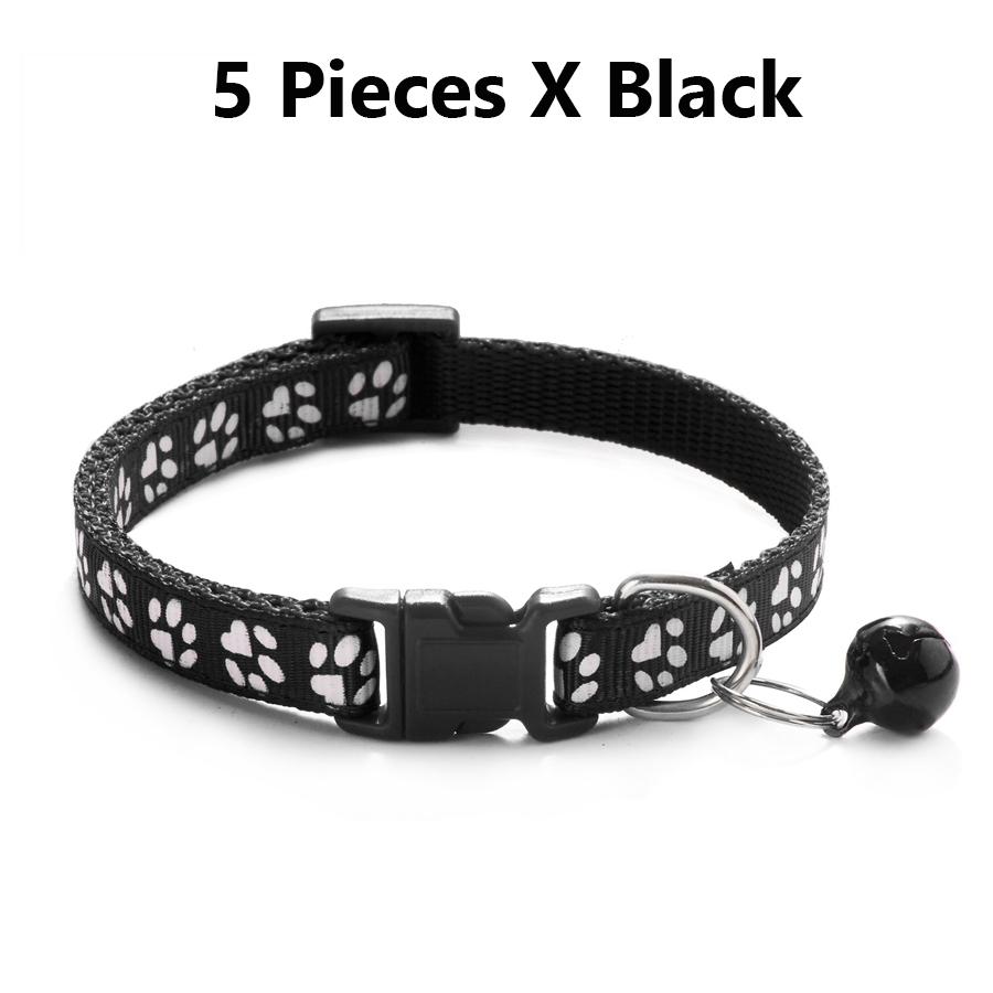 1/5Pcs Adjustable Footprint Pet Collar with Bell, Cute Soft Neck Collar for Puppy Small Dog Kitten Cat Daily Wear