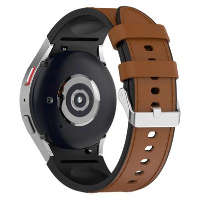 Läder Silikonarmband för Samsung Watch 6/5/4 40 44mm 4/6 Classic 42 43mm 46 47mm Läderstruktur Band för Galaxy Watch 5pro 45mm