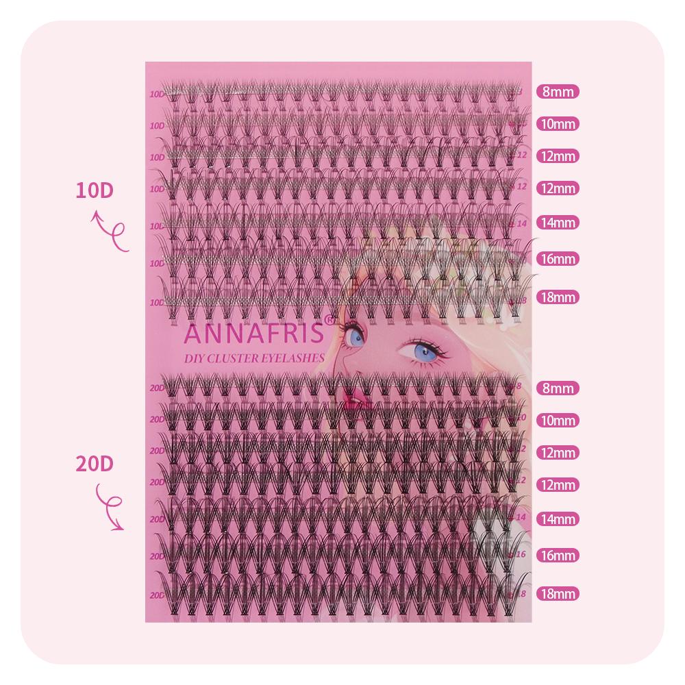 

ANNAFRIS Пушистые кластерные ресницы DIY Большой объем Россия Индивидуальные ресницы Микс-трей Искусственная норка Кластеры Наращивание ресниц Pink 10D 20D