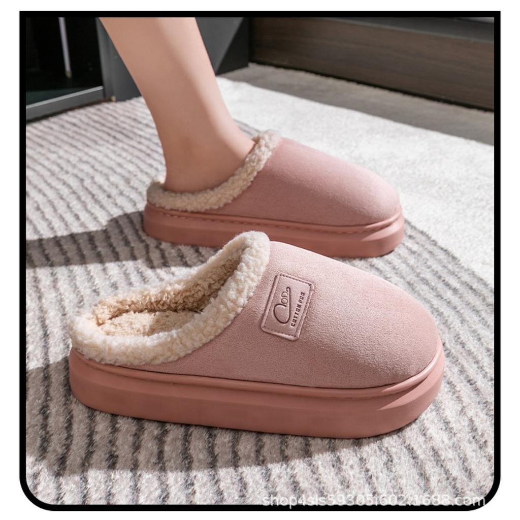 Thick Soled Woolen Slippers for Women, Outdoor Wear In Autumn and Winter, Suitable for Indoor Home Use, with Anti Slip and Plush Fabric for Men