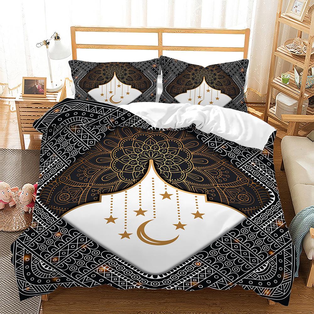 Quilt Cover Three-Piece Good Night Series Star Moon Pillowcase Digital Printing Bedding