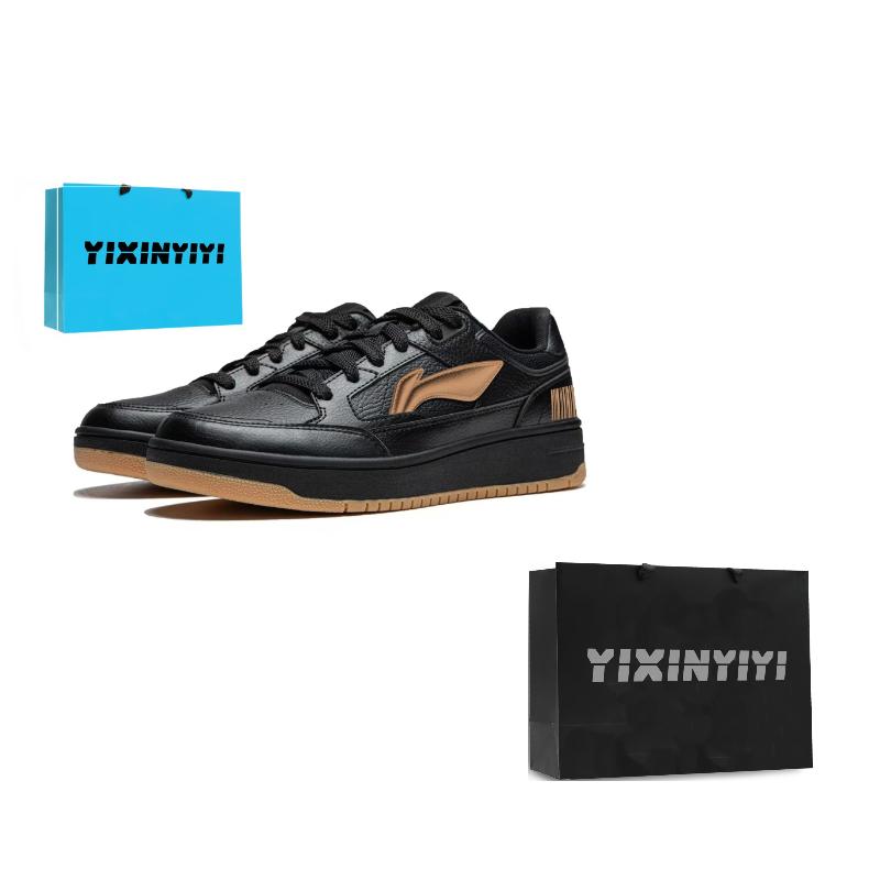 Li Ning Tianji Скользкие Устойчивые к истиранию Низкие Кеды для скейтборда Мужские Желто-черные AGCU095-6(Команда16-ЛД) 41.5