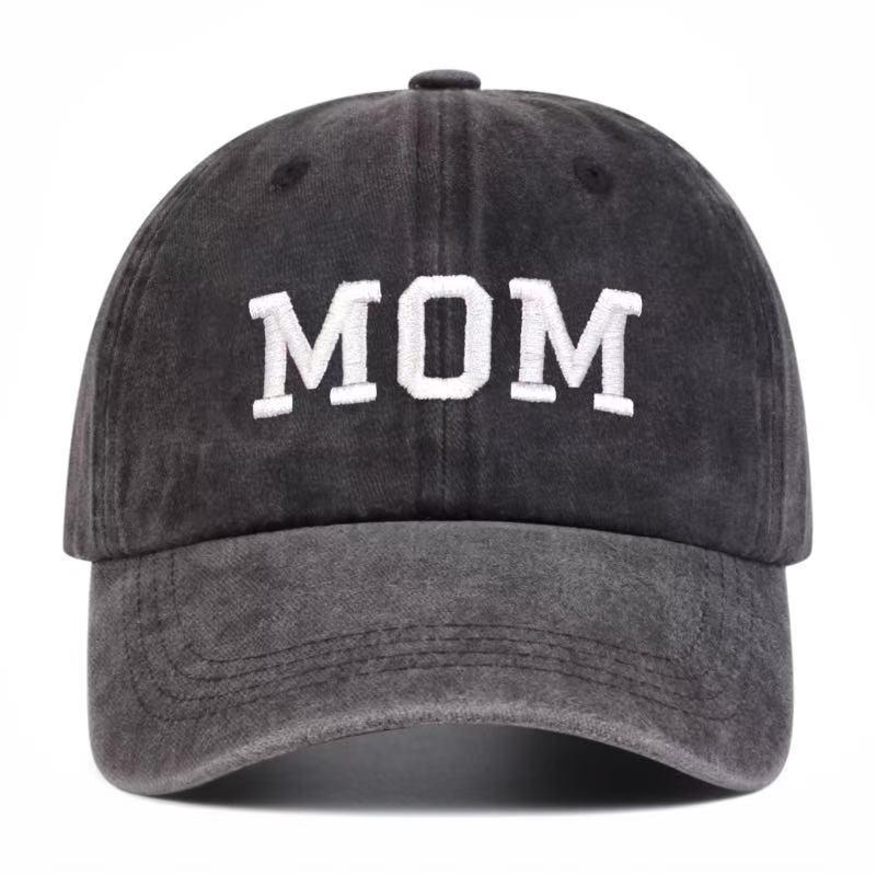 Unisex DAD MOM Letter Embroidery Wash Baseball Caps Spring and Autumn Outdoor Adjustable Casual Hats Sunscreen Hat