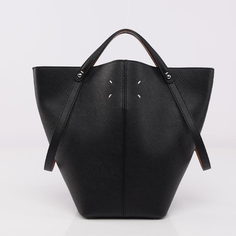 2025 New Fashion Margiela Portable Bucket Bag High-end Lychee Pattern Large Capacity Women's Basket Bag Autumn Winter Trendy PU Leather Big Tote Bag