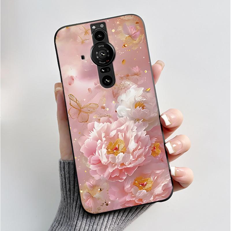 Printing Pattern Case For Sony Xperia Pro-I Fundas Soft Silicone Black Shell Cover Cute Flower Cartoon Casing Capa Coque
