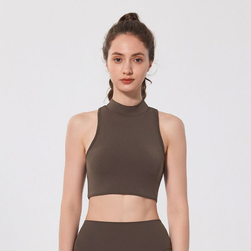 

Sports Intimates Personality Hollow out Beauty Back Sexy Open Back Tops Workout Bra Sleeveless Nude Feel Comfortable Quick-Drying Yoga Deep Coffee S