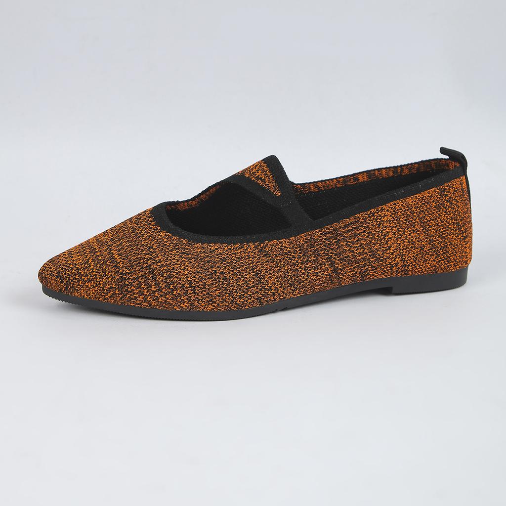 Women's Flat Shoes Autumn New Pointed Head Shallow Mouth Knitted Breathable Soft Sole Non-slip Single Shoes