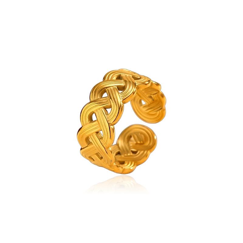 Luxury 18K Gold 316L Stainless Steel Open Adjustable Ring For Women Premium Tarnish Free Titanium Steel Band Ring Jewelry