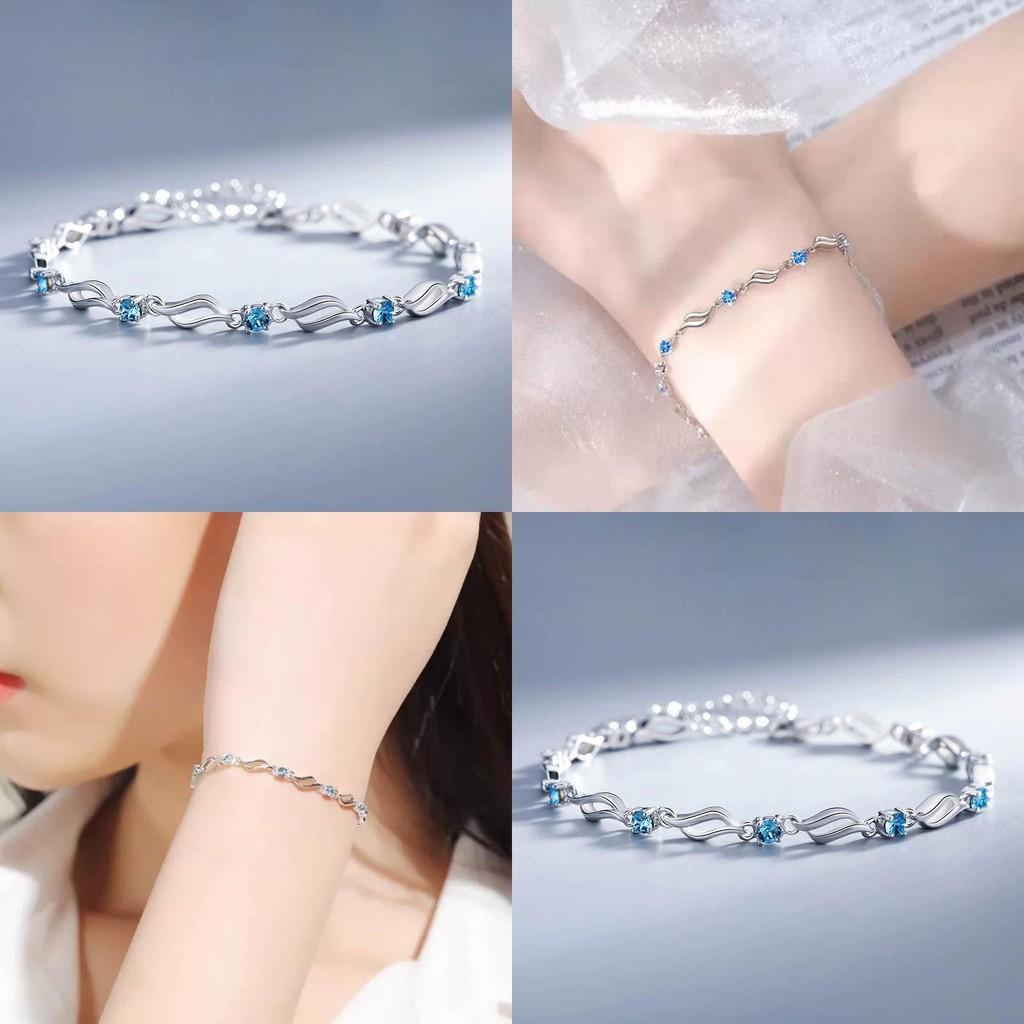 Ocean Blue Geometric Bracelet Women Jewelry Copper Decoration Gifts Fashion