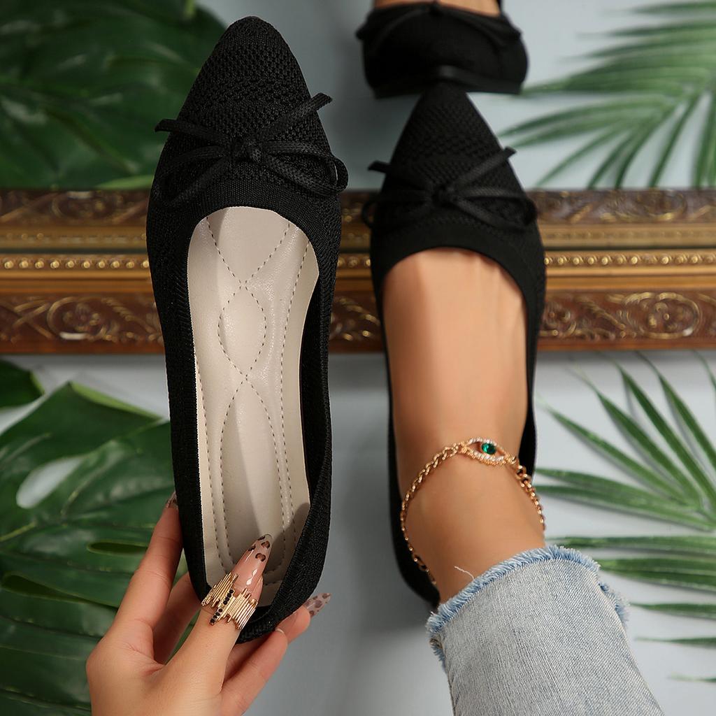 New Type of Women's Knitted Flat Shoes with A Shallow Mouth and Flying Woven Shoes