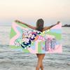 1pc Powerpuff Beach Towel with Custom Name, Beach and Seaside Swimming Pool Equipment, Fashion Pattern, Rectangular, Travel Essential