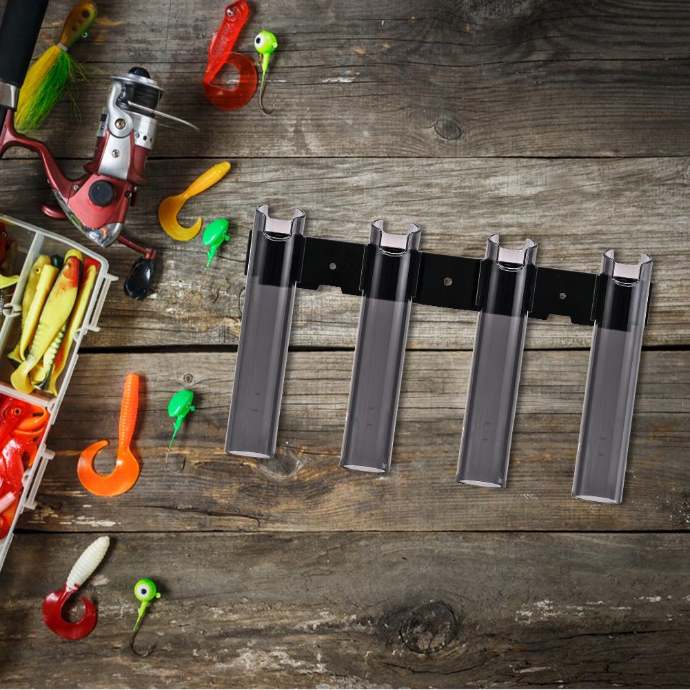 Fishing Rod Holder Bracket 4 Tubes Rod Rack Fits Spinning Or Casting Rod Wall Mounted Fishing Rod Holder for Wall Garage Storage