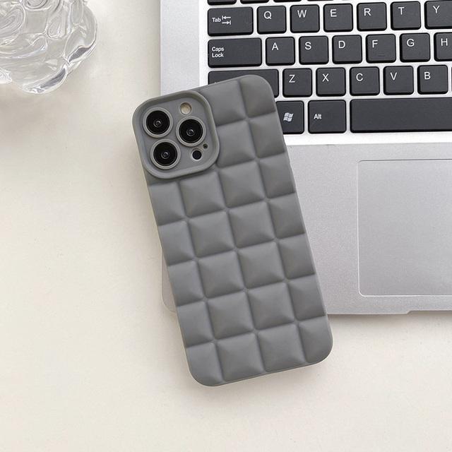 3d Diamond Plaid Phone Case For Iphone 11 12 13 14 Pro X Xr Xs Max 6s 7 8 Plus Matte Fashion Shockproof Soft Silicon Phone Case