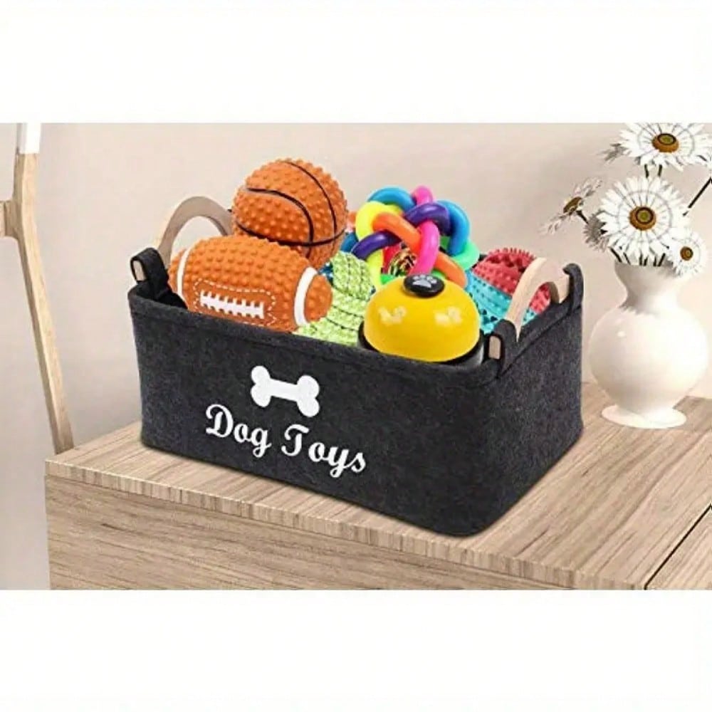 Felt Pet Toy Storage Box, Dog Toy Box, Organizing Basket - Ideal for Pet Item Organization