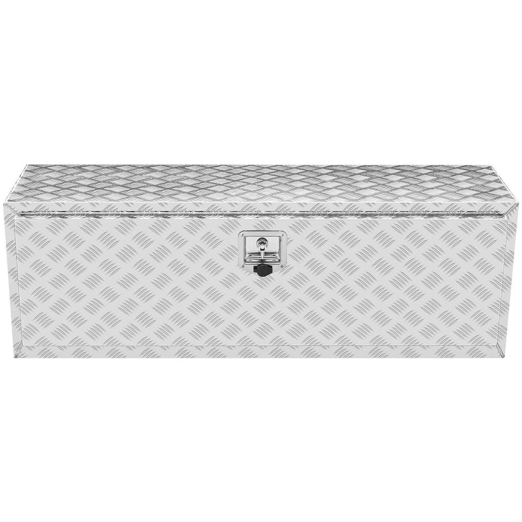 Underbody Truck Box, 48"×17"×18" Pickup Storage Box, Heavy Duty Aluminum Diamond Plate Tool Box with Lock and Keys, Waterproof Trailer Storage Box