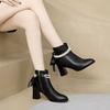 Fashion Heeled Female Short Shoes Square Toe Leather Booties Autumn Winter Designer Luxury New in Chic and Elegant Women's Ankle Boots