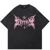 Hip Hop Vintage Washed Black T-Shirt Streetwear Retro Letter Graphic T Shirt Cotton Unisex Tshirt Men Tops Tees Dope Y2K