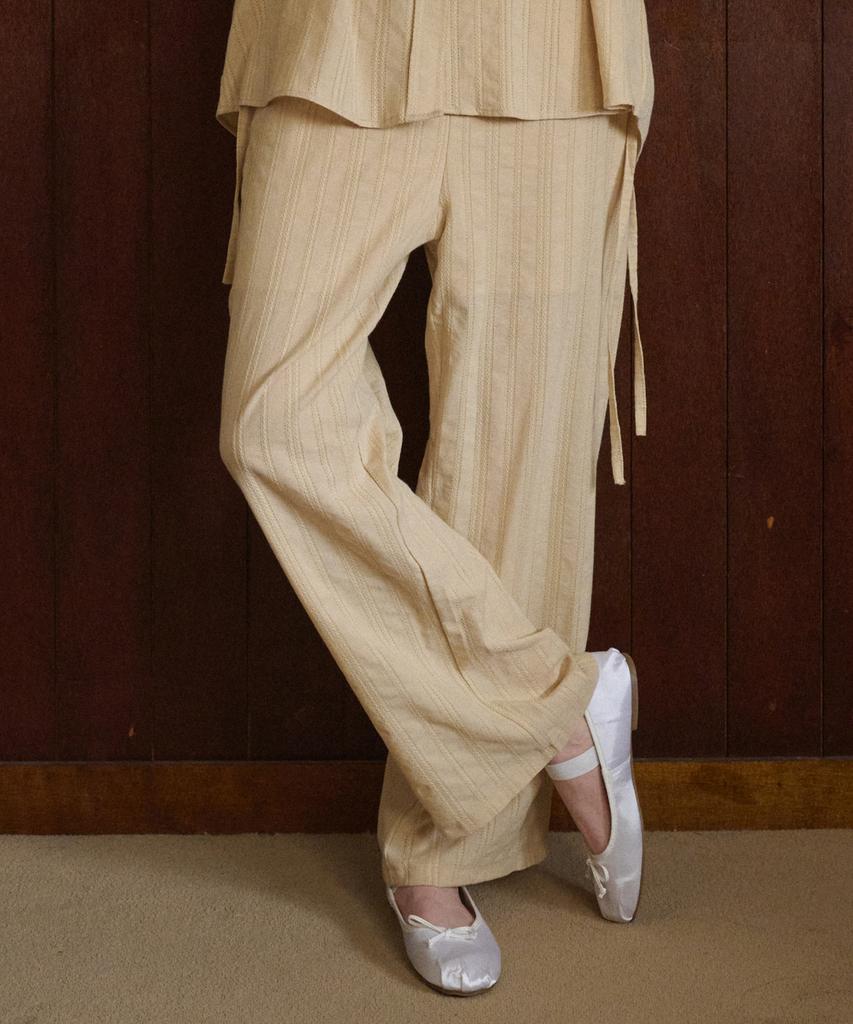 LOSSYROW Rope-Wide Cotton Pants Beige
