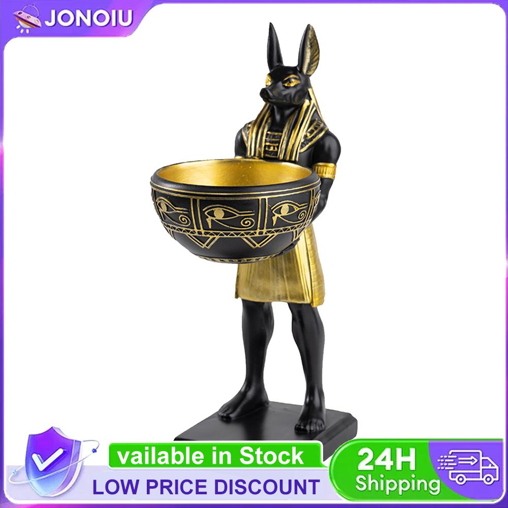 25cm Anubis Figurine Egyptian Sculpture with Bowl Anubis God Statue for Keys/Jewelry Gift for Mythology Lovers & History Buffs China Mainland