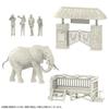 Kaiyodo ART PLA Tourist and African Elephant Set, 1/35 Scale, Unpainted and Unassembled Plastic Model Kit, Molded Color, AP010