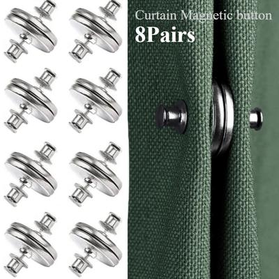 1/4/8Pairs Curtain Magnetic Button Detachable Curtain Fix Fastener Clip Prevent Light Adjustment Window Screen Close Magnet Buckle