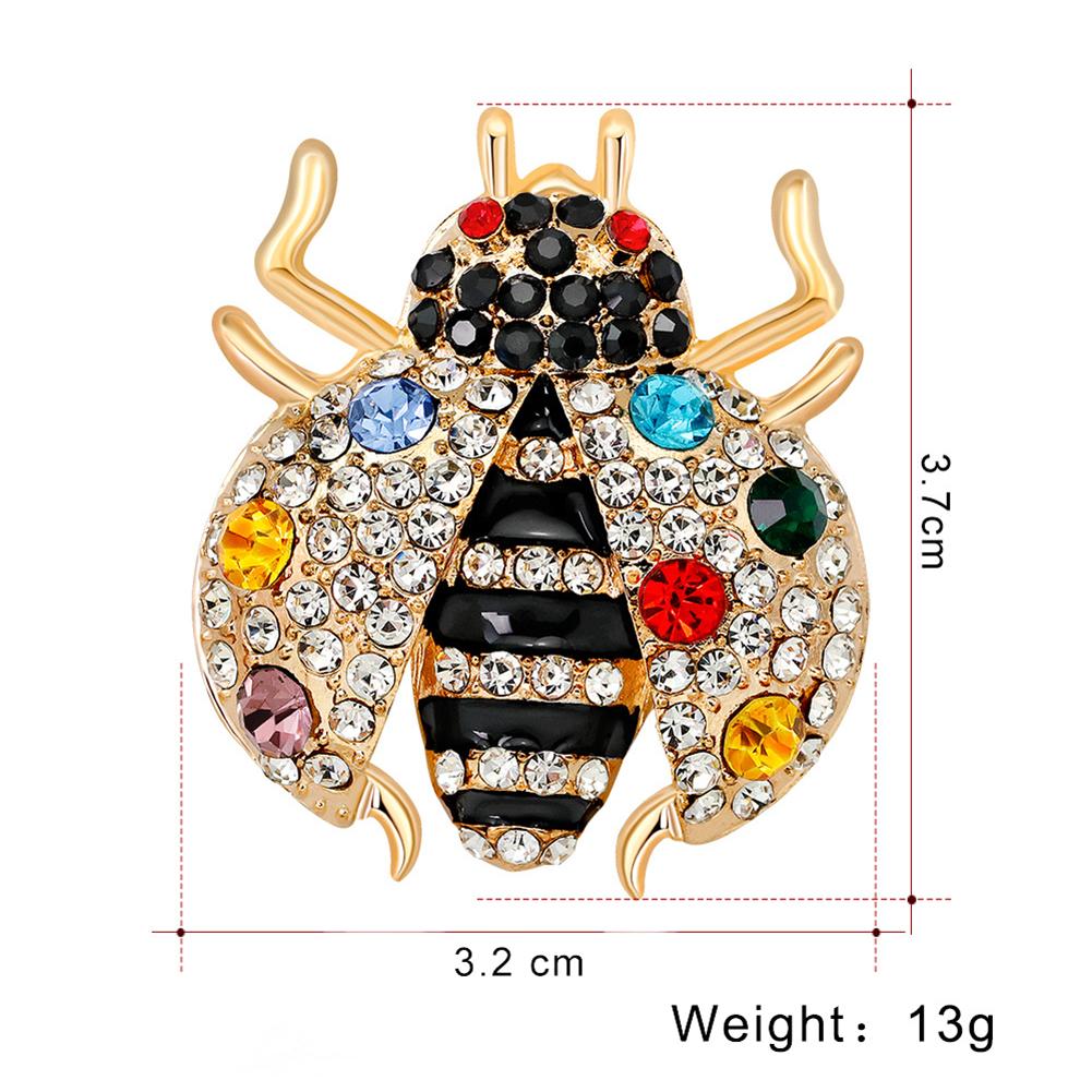 Stylish Alloy Colourful Cartoon Ladybug Brooch Cute Rhinestone Corsage T-shirt Sweater Ornament Festival Birthday Gift