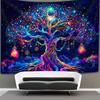 VIKAMA Colorful Tree of Life Art Tapestry Bedroom Bedhead Atmosphere Decoration Esports Room Bar Party Background Tapestry