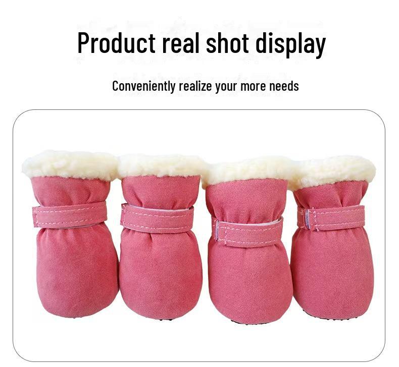 Velvet Snow Boots for Small Dogs: Soft Sole Pet Shoes for Teddy, Pomeranian, Poodle, Bichon Frise