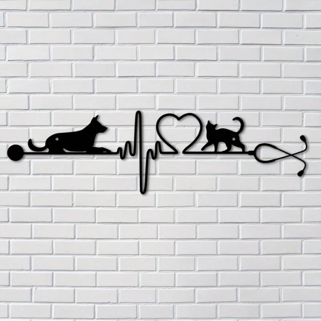 Vet Inspired Heartbeat Metal Wall Art for Pet Lovers Home Garden Decor