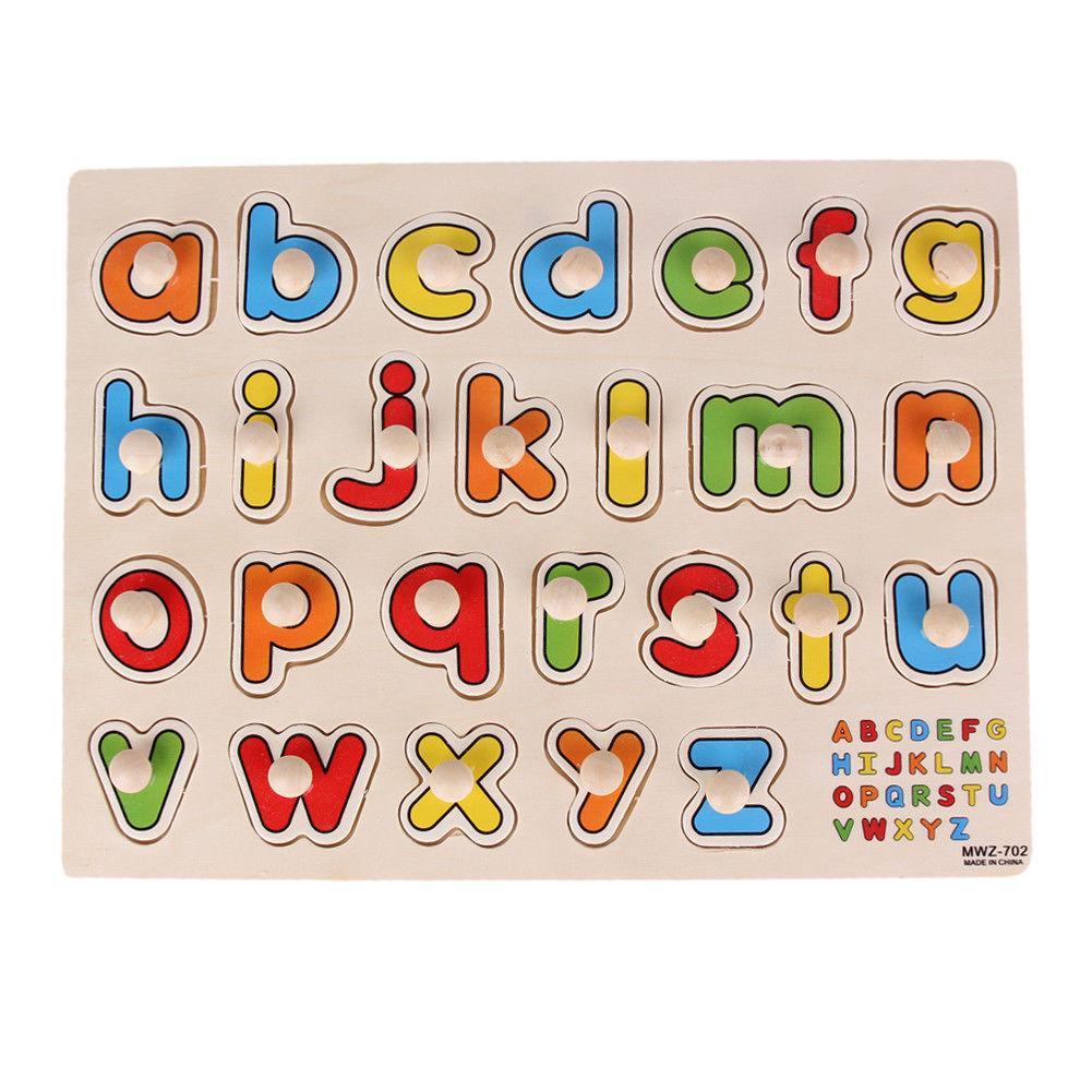 Colorful Alphabet Wooden Pegged Puzzle For Boys And Girls Above 3 Years Old