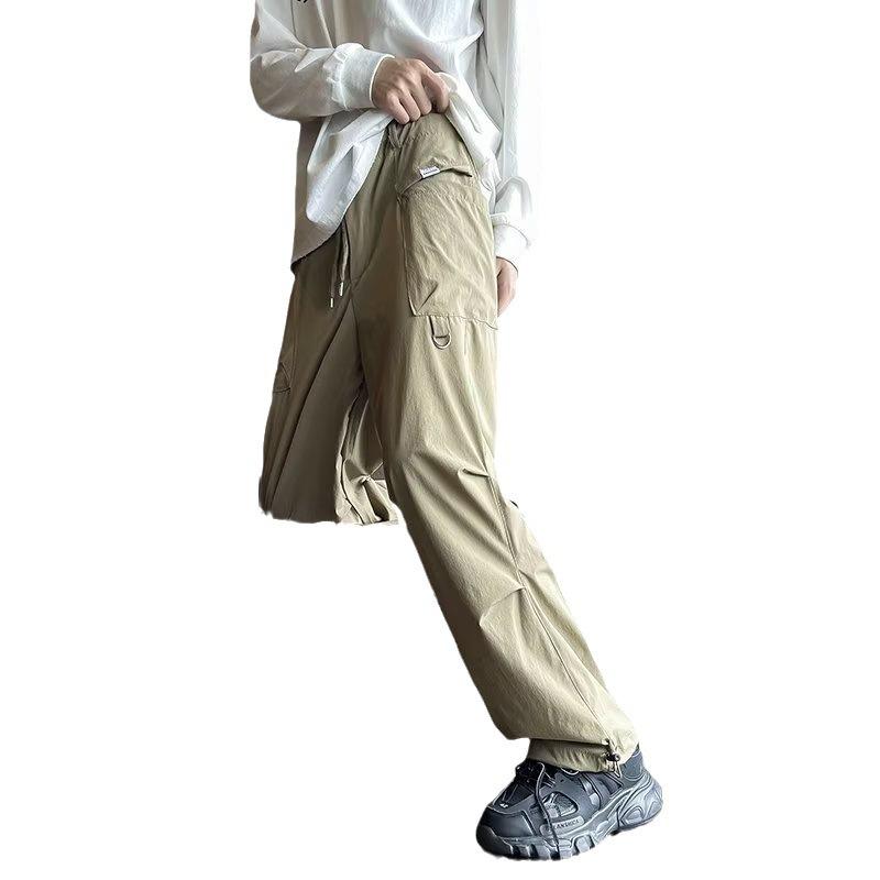 Paratrooper overalls men's summer American functional high street wide-leg charging pants trendy brand loose straight casual trousers
