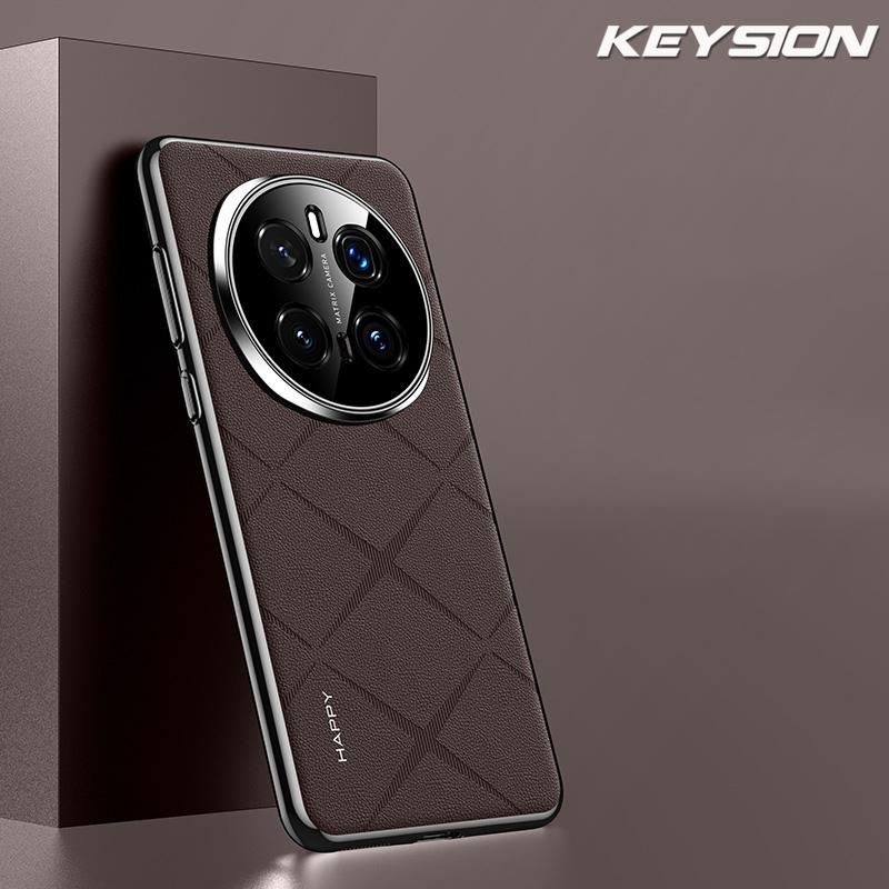 

KEYSION Чехол из искусственной кожи с сетчатым узором для HONOR Magic7 Pro 5G, прочный противоударный чехол из ПК для Huawei Magic 7 Pro 5G for Magic 7 Pro коричневый