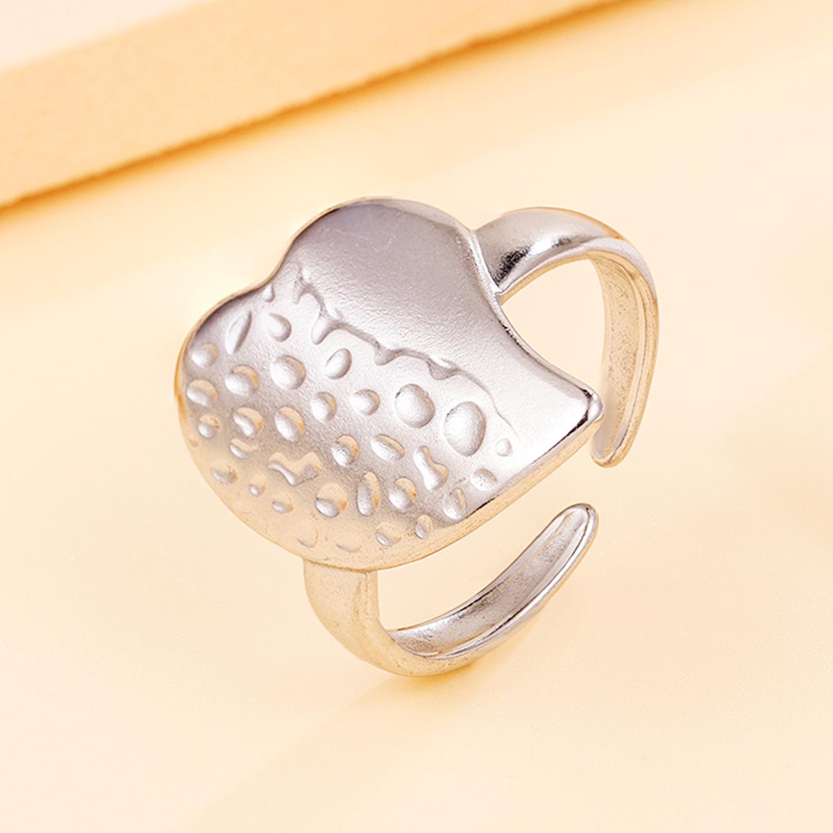 Versatile Fairy Style Heart Ring: Irregular Hammered Stainless Steel with Asymmetrical Heart Design