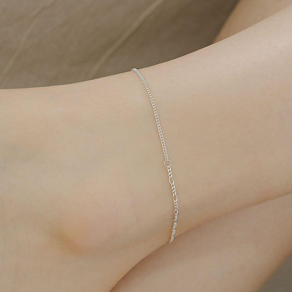 Mimi.J Jewelry 925 Silver Two-Way Chain Anklet