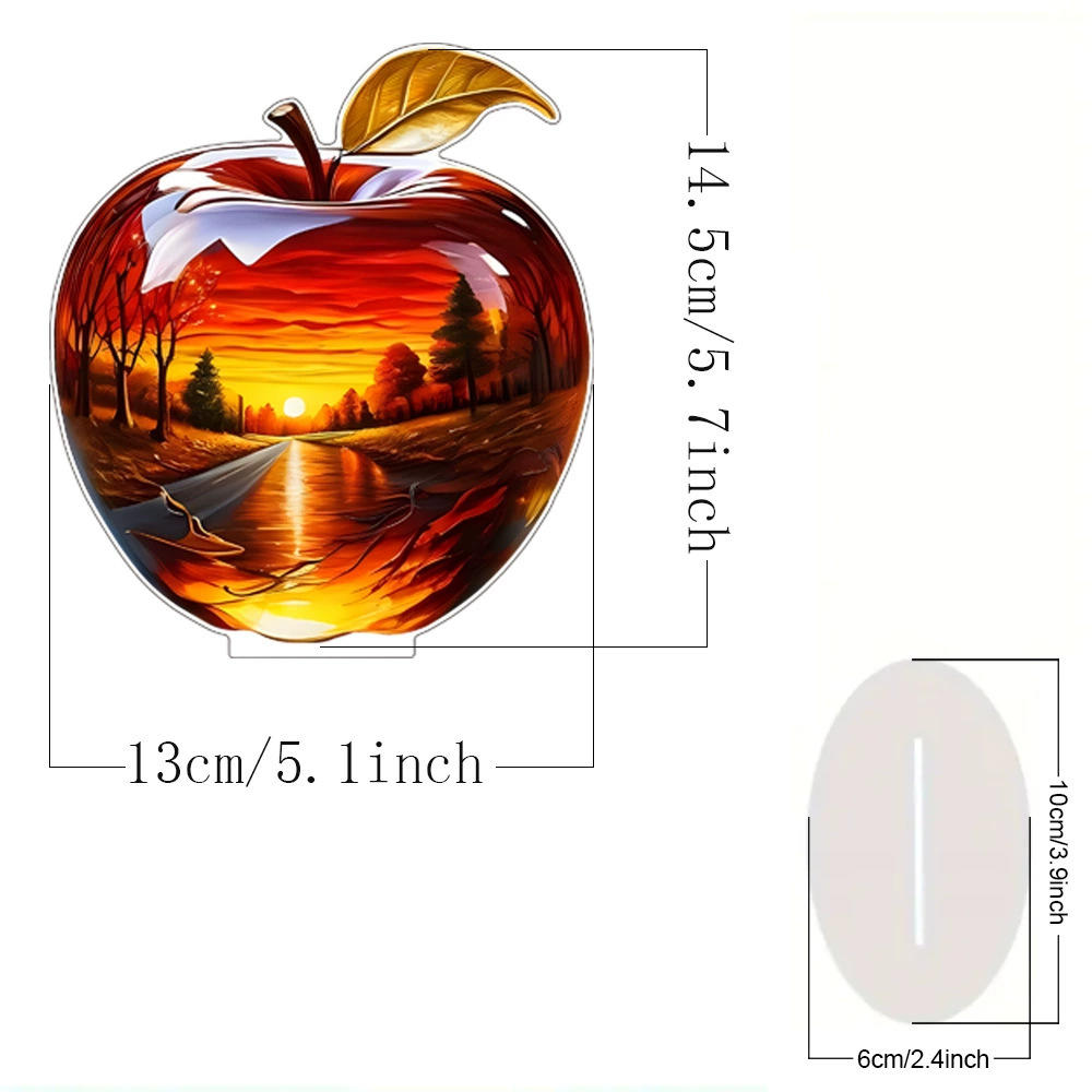 2D Acrylic for Apple Landscape Pattern Decorative Ornament for Home Living Room Entrance Tabletop Decoration