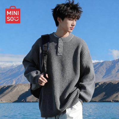 Men's Retro Henley Knit Sweater