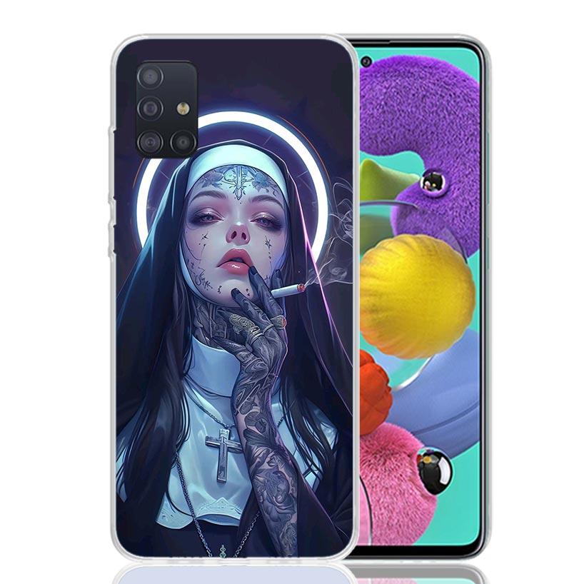 Dark Demon Nun Phone Case for Samsung Galaxy A52 A51 A50S A12 A22 A32 A72 A10S A30S A31 A71 Note 20 Ultra 10 Plus S10 Galaxy A52