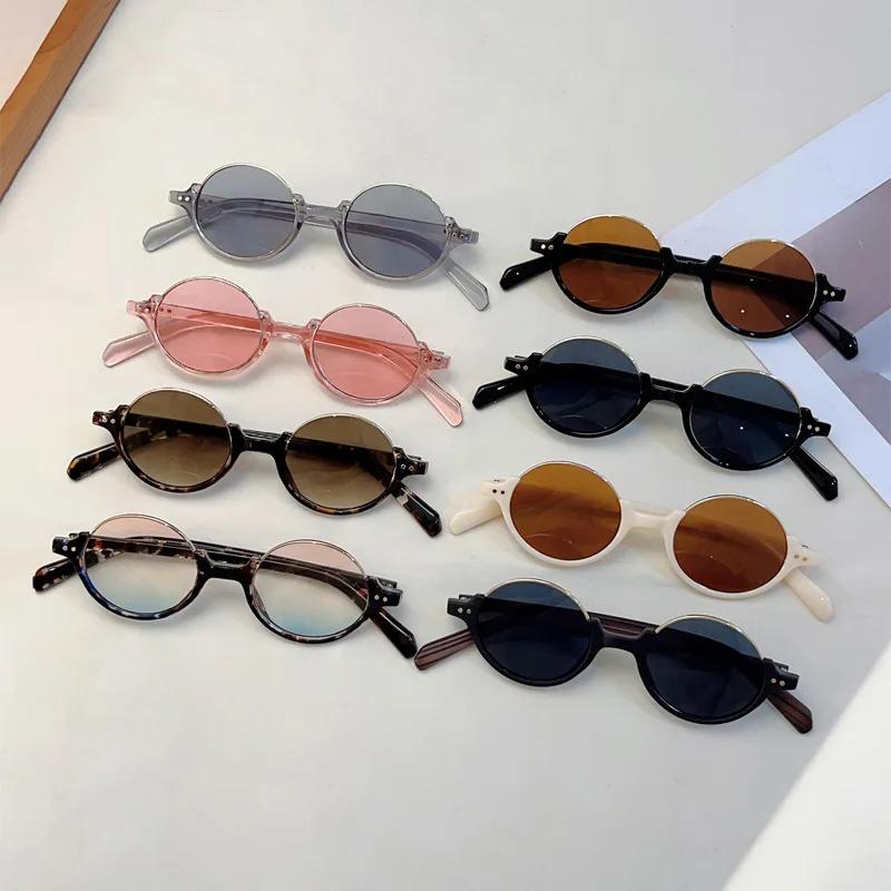 Retro Half Frame Round Sunglasses Punk Hip Hop UV400 Trendy Fashion Women Street Shooting Trendy Accessories