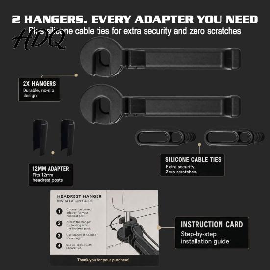 Durable Archery Gear Organizer 2PCS Bow Hangers for Truck Headrest Heavy Duty Universal And Portable Hanger Arrow Holders Matte Black Racks